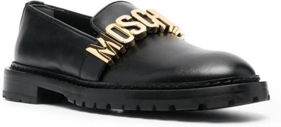 Moschino logo-plaque 30mm leather loafers Black