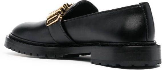 Moschino logo-plaque 30mm leather loafers Black