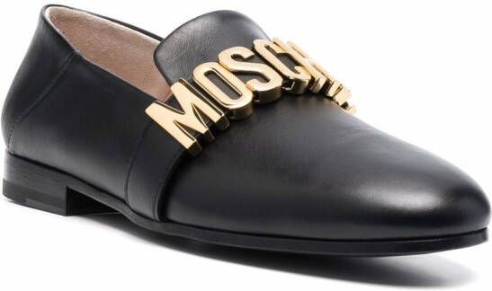 Moschino logo plaque almond-toe loafers Black