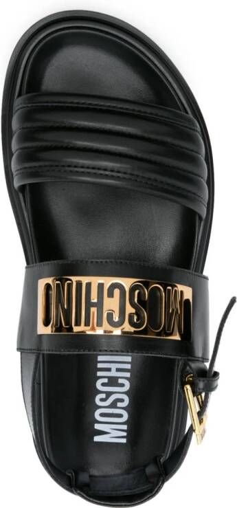 Moschino logo-plaque chunky leather sandals Black
