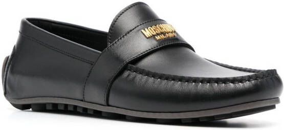 Moschino logo-plaque detail loafers Black