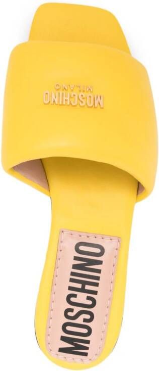 Moschino logo-plaque flat leather sandals Yellow