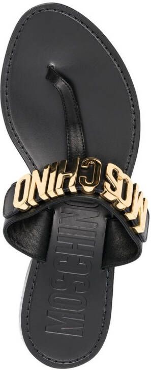 Moschino logo-plaque flat sandals Black