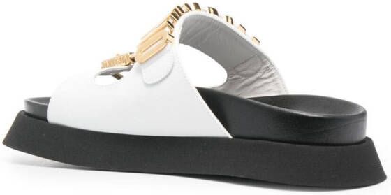 Moschino logo-plaque flat sandals White