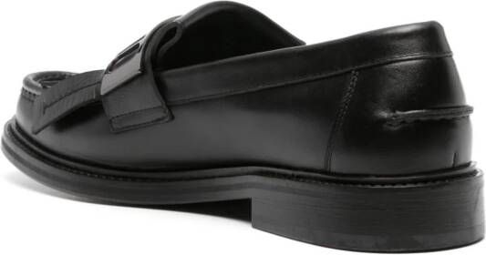 Moschino logo-plaque fringed leather loafers Black