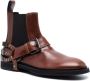 Moschino logo-plaque leather ankle boots Brown - Thumbnail 2