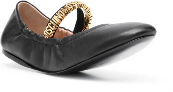 Moschino logo-plaque leather ballerina shoes Black