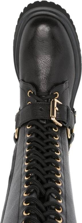 Moschino logo-plaque leather boots Black