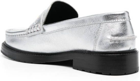 Moschino logo-plaque leather loafers Silver