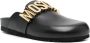 Moschino logo-plaque leather mules Black - Thumbnail 2