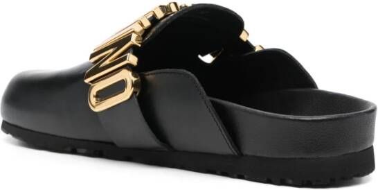 Moschino logo-plaque leather mules Black
