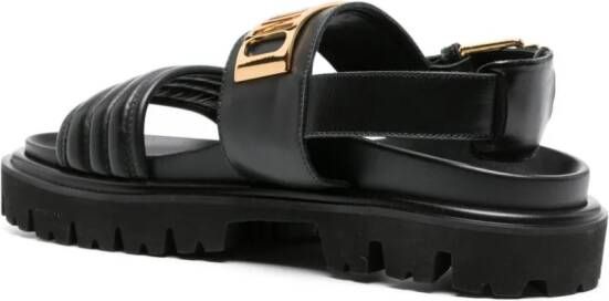 Moschino logo-plaque leather sandals Black
