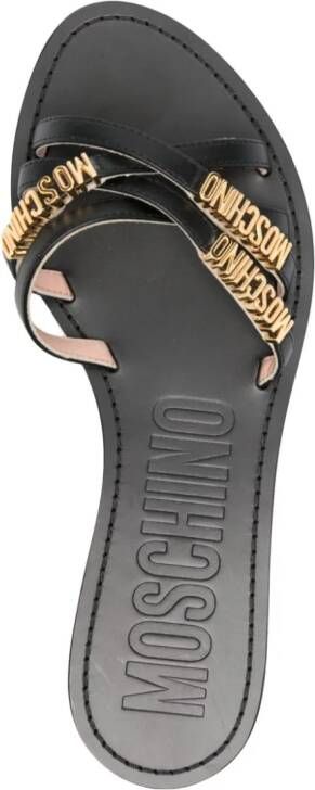 Moschino logo-plaque leather sandals Black