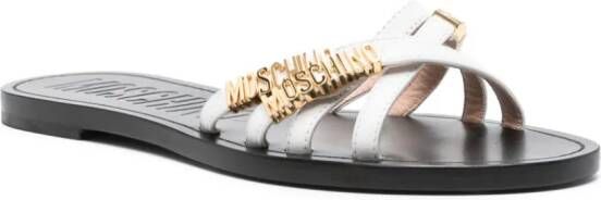 Moschino logo-plaque leather sandals White
