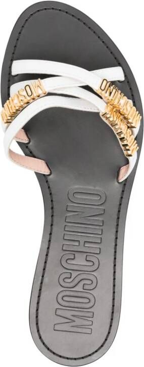 Moschino logo-plaque leather sandals White