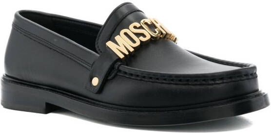 Moschino logo plaque loafers Black