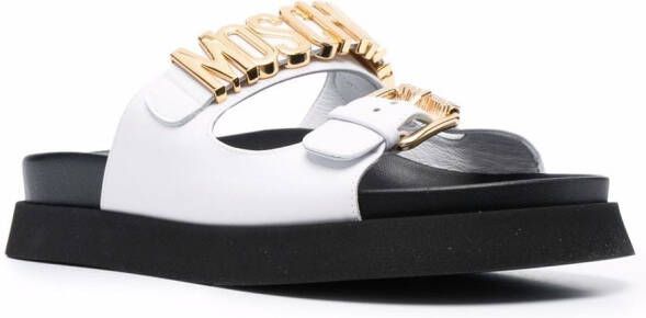 Moschino logo-plaque open-toe sandals White