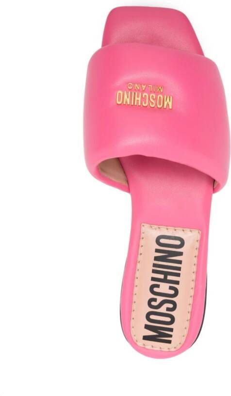 Moschino logo-plaque padded leather sandals Pink