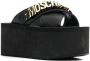 Moschino logo-plaque platform sandals Black - Thumbnail 2
