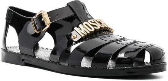 Moschino logo-plaque sandals Black