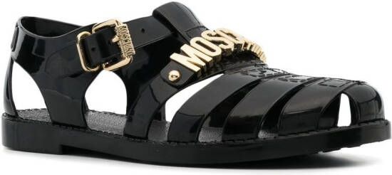 Moschino logo-plaque sandals Black