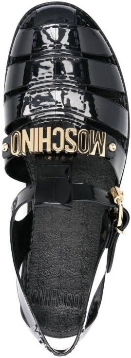 Moschino logo-plaque strappy sandals Black