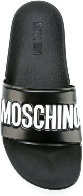 Moschino logo pool slides Black