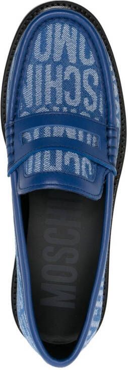Moschino logo-print denim loafers Blue