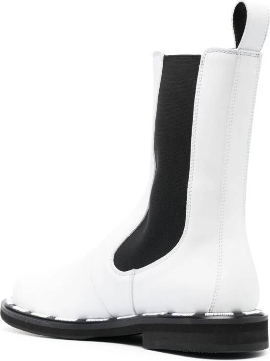 Moschino logo-print faux-leather boots White