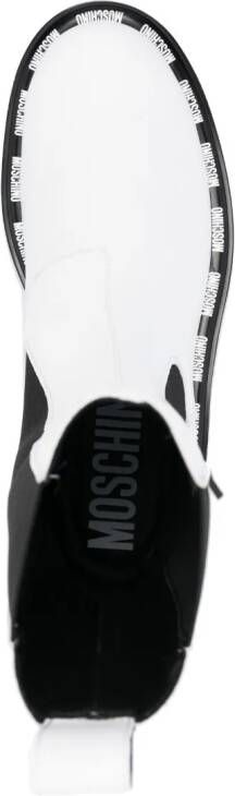 Moschino logo-print faux-leather boots White