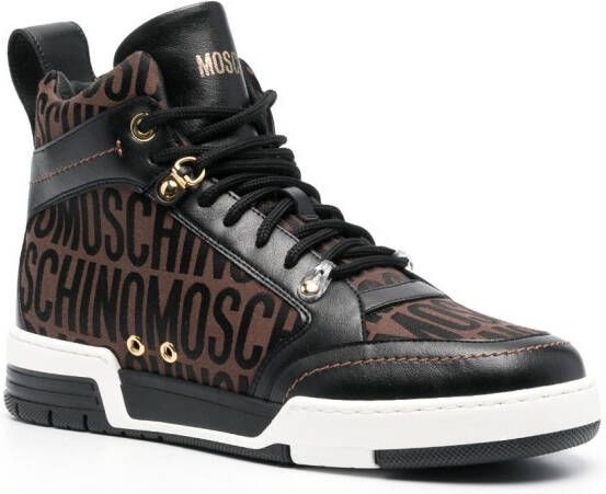 Moschino logo-print high-top sneakers Brown