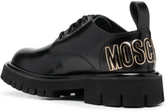 Moschino logo-print lace-up leather boots Black