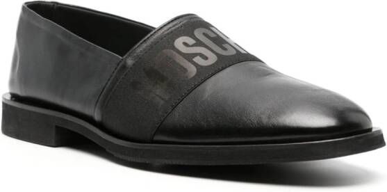 Moschino logo-print leather loafers Black