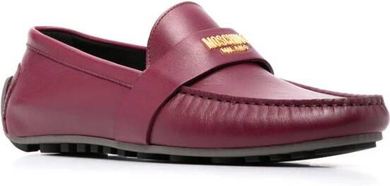 Moschino logo-print leather loafers Purple