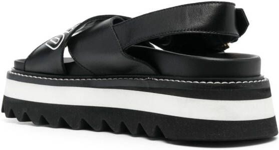 Moschino logo-print leather platform sandals Black