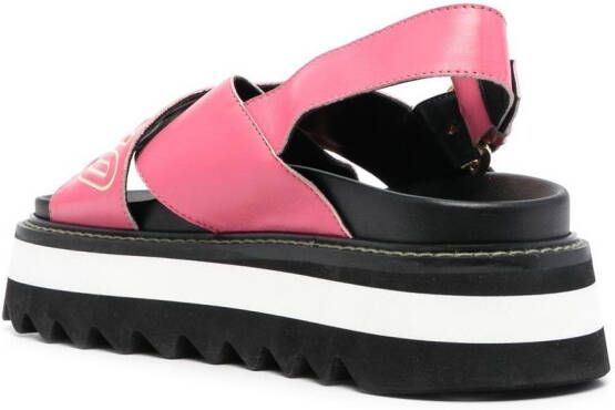 Moschino logo-print leather platform sandals Pink