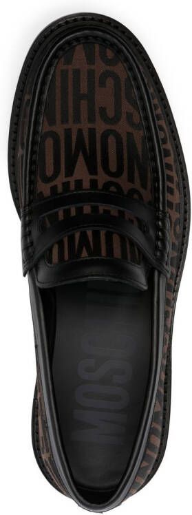 Moschino logo-print loafers Brown