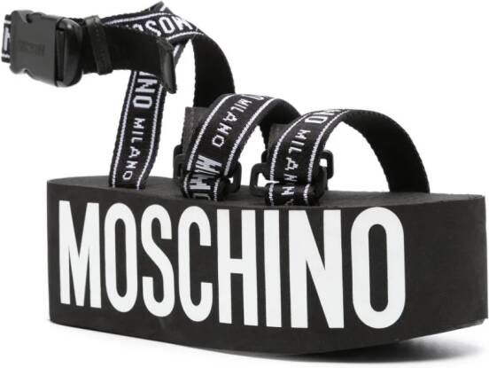 Moschino logo-print platform sandals Black