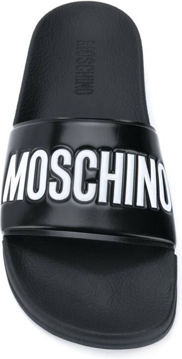 Moschino logo slides Black