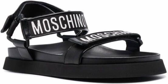 Moschino logo strap leather sandals Black