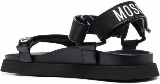 Moschino logo strap leather sandals Black