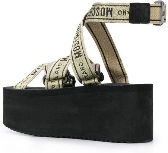 Moschino logo-strap platform sandals Gold