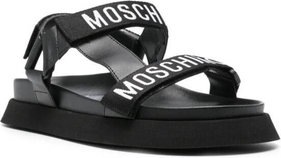 Moschino logo-tape flat sandals Black