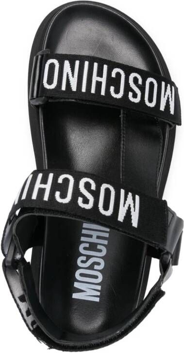 Moschino logo-tape flat sandals Black