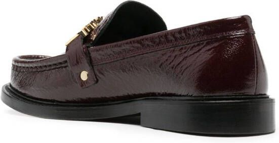 Moschino loog-plaque leather loafers Red