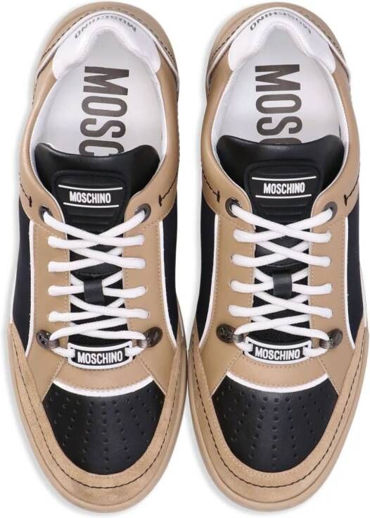 Moschino M. logo-appliqué leather sneakers Neutrals