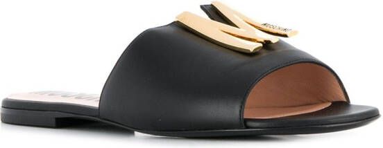 Moschino M plaque sandals Black