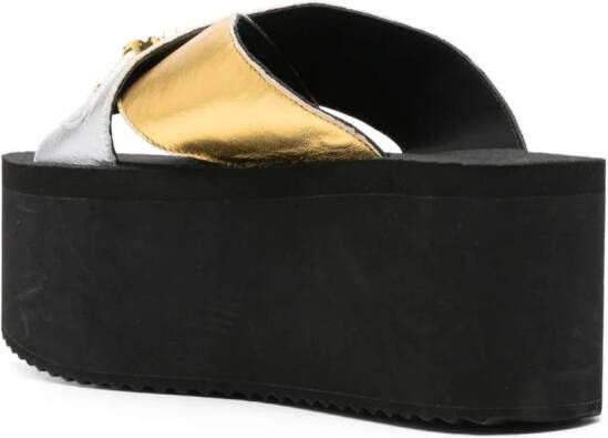 Moschino metallic-finish 75mm platform sandals Gold
