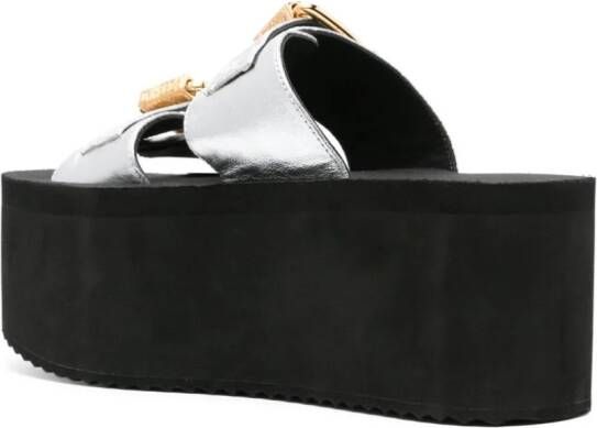 Moschino metallic-leather platform sandals Silver