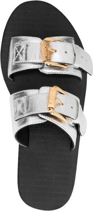 Moschino metallic-leather platform sandals Silver